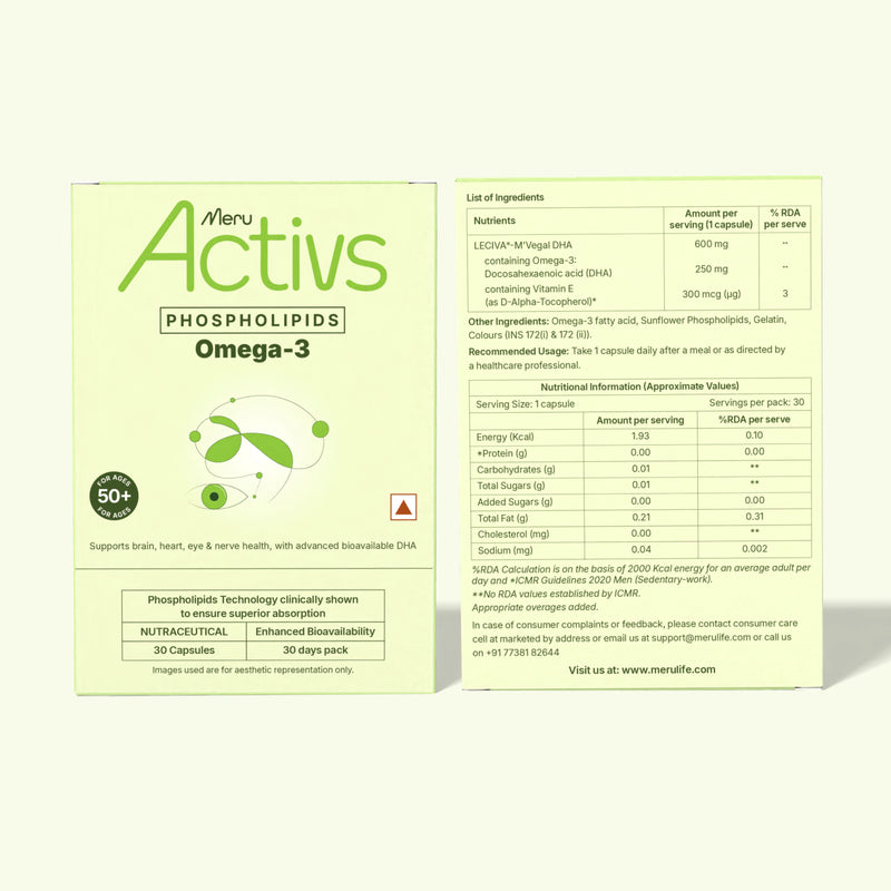Phospholipids Omega-3 Supplement | Algal Oil Derived | For 50 Plus