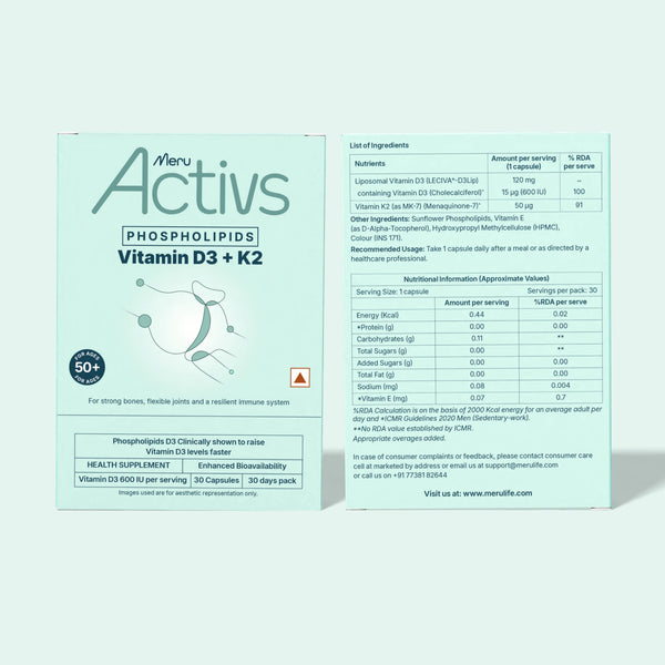 Phospholipids Vitamin D3 + K2 | For Joint Comfort, Energy, Better Mood and Bone Strength After Menopause